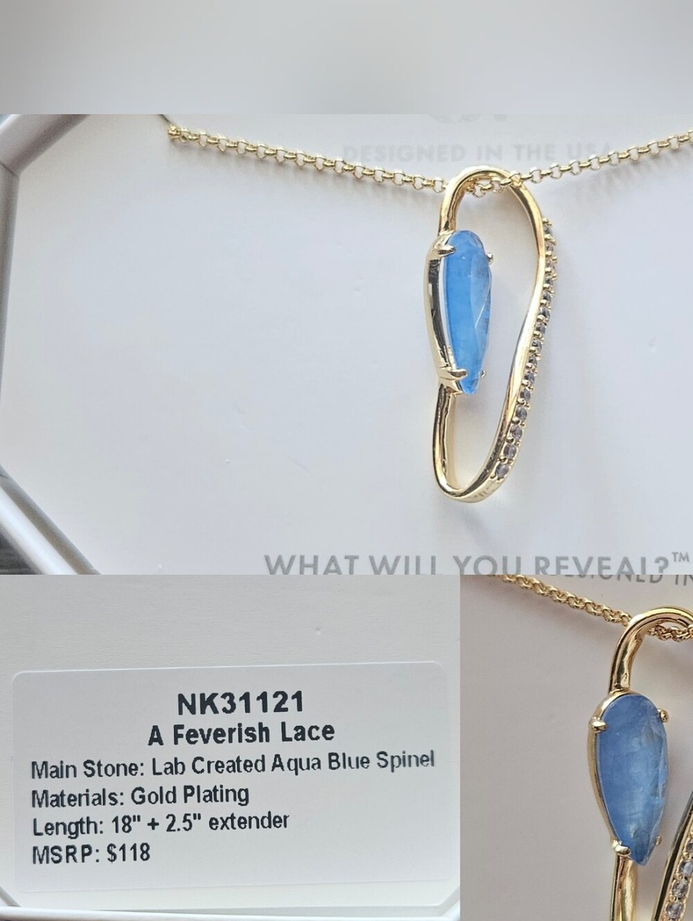 Bomb Party Gold-Plated Necklace with Aqua Blue Spinel